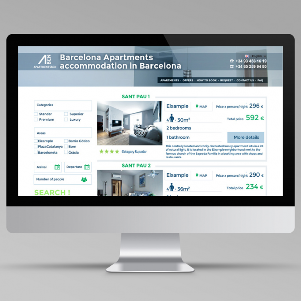 Diseño web para Barcelona Apartments